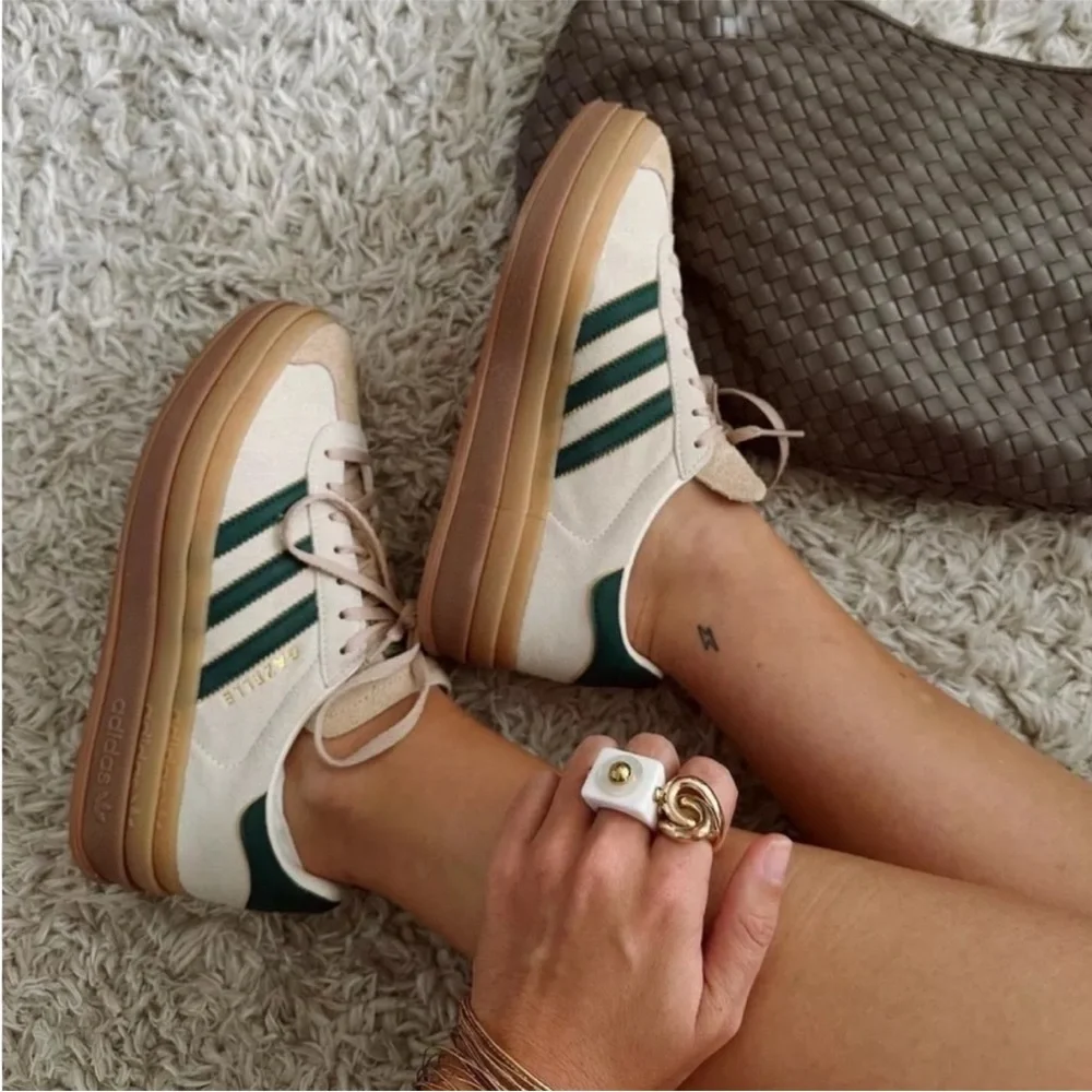 Adidas Gazelle Bold Platform Sneakers – Cream White / Collegiate Green – Size 7 - Picture 1 of 16
